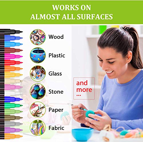 Acrylic Paint Pens, 12 Colors Acrylic Marker Pens Permanent Drawing Pens for Rock Painting,Gift Card Making, Painting, DIY Photo Album, Scrapbook Crafts,Journal,Doodling,Planning,Highlighting