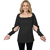 Youdiao Women's Port Access Shirt with Easy-Open Arm Zipper Soft Long Sleeve Top for Chemo, Dialysis & Post-Surgery Recovery