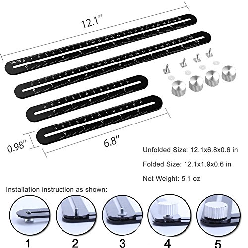 Universal Angularizer Ruler, Tengyes Angle Template Tool - Full Metal Multi Angle Measuring Ruler Angleizer Template Tool - Upgraded Aluminum Alloy Multi Functional Ruler