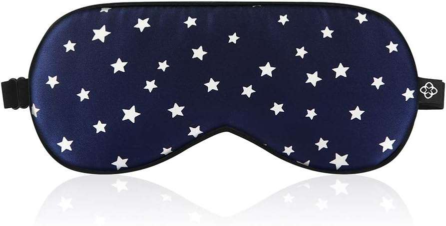 LONFROTE Stars Natural Silk Filled Sleep Eye Mask for Sleeping Aids,with Ear Plugs and Carry Pouch,Lightweight & Comfortable & Adjustable,Super Soft Material for Men & Women Travel Rest