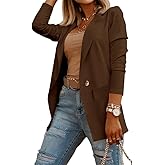 Womens Casual Long Sleeve Blazers Solid Color Knit Blazer Work Office Open Front Blazer Jacket