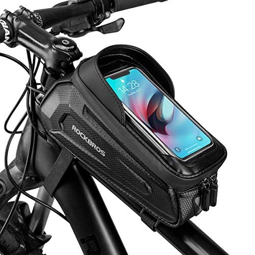 ROCKBROS Bike Frame Bag, Bicycle Handlebar Bag, Water-Resistant Top Tube Pack Mobile Phone Pouch for Smart Phones up to 6.8 inches with TPU Sensitive Touchscreen for Mountain, Racing and E-Bikes 1.3L