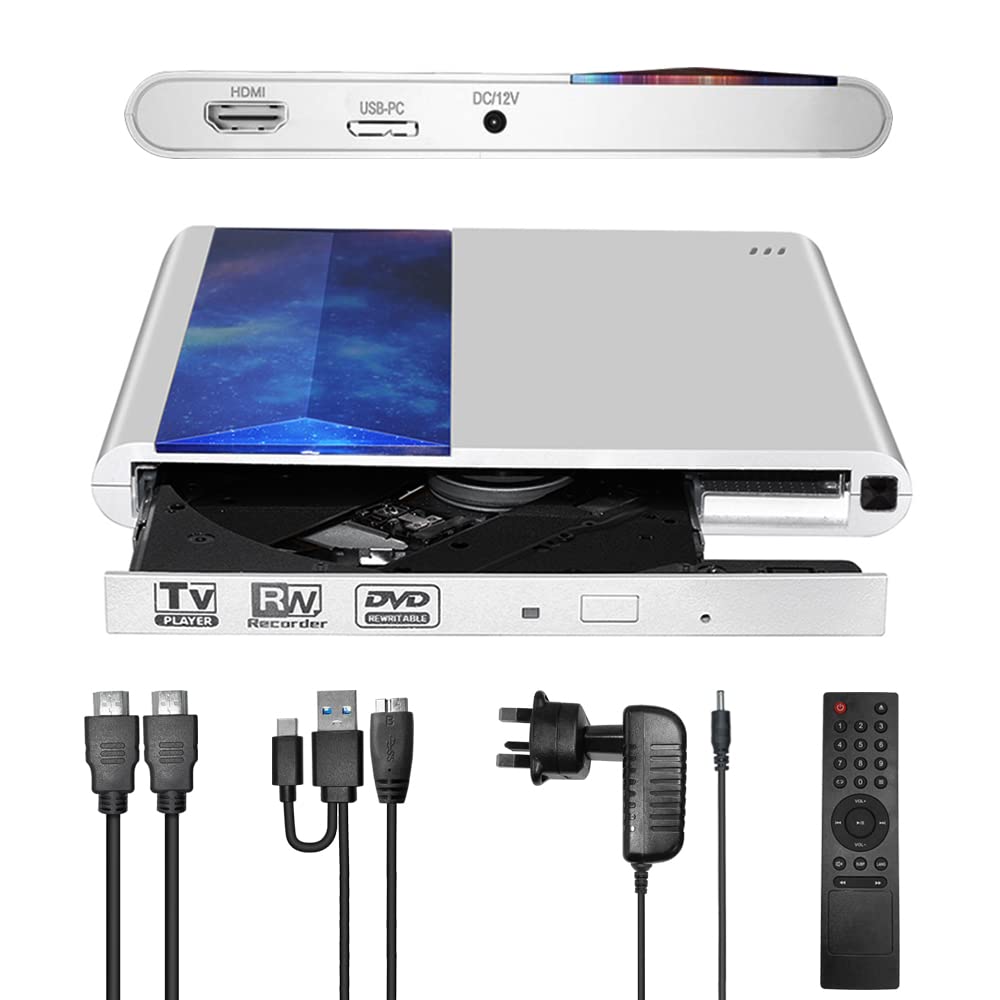 DEEPFOX HD DVD Player for TV HDMI with 1080p Upscaling, USB 3.0 & Type-C Input, Contain Remote Control for DVD Player, Support DVD Read & Write