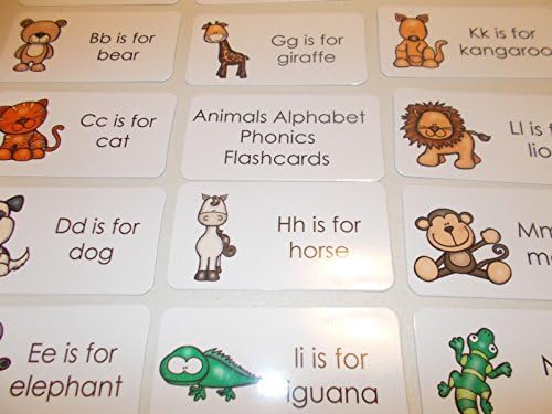 26 Animals Alphabet Phonics Laminated Flashcards. Preschool Phonics and Literacy