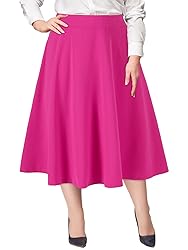 Moon Wood Women's Plus Size Midi Skirt High Elastic
