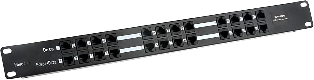 WiFi-Texas PoE Injector 12 Port 1U Rack Mount IEEE 802.3af Passive 100Mbps