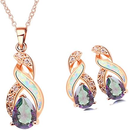 Sinlifu Rainbow Mystic Topaz Earrings Fire Blue White Opal With Fire Blue White Opal Design