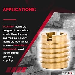 E-Z LOK Knife Threaded Insert for Hard-Wood, Brass