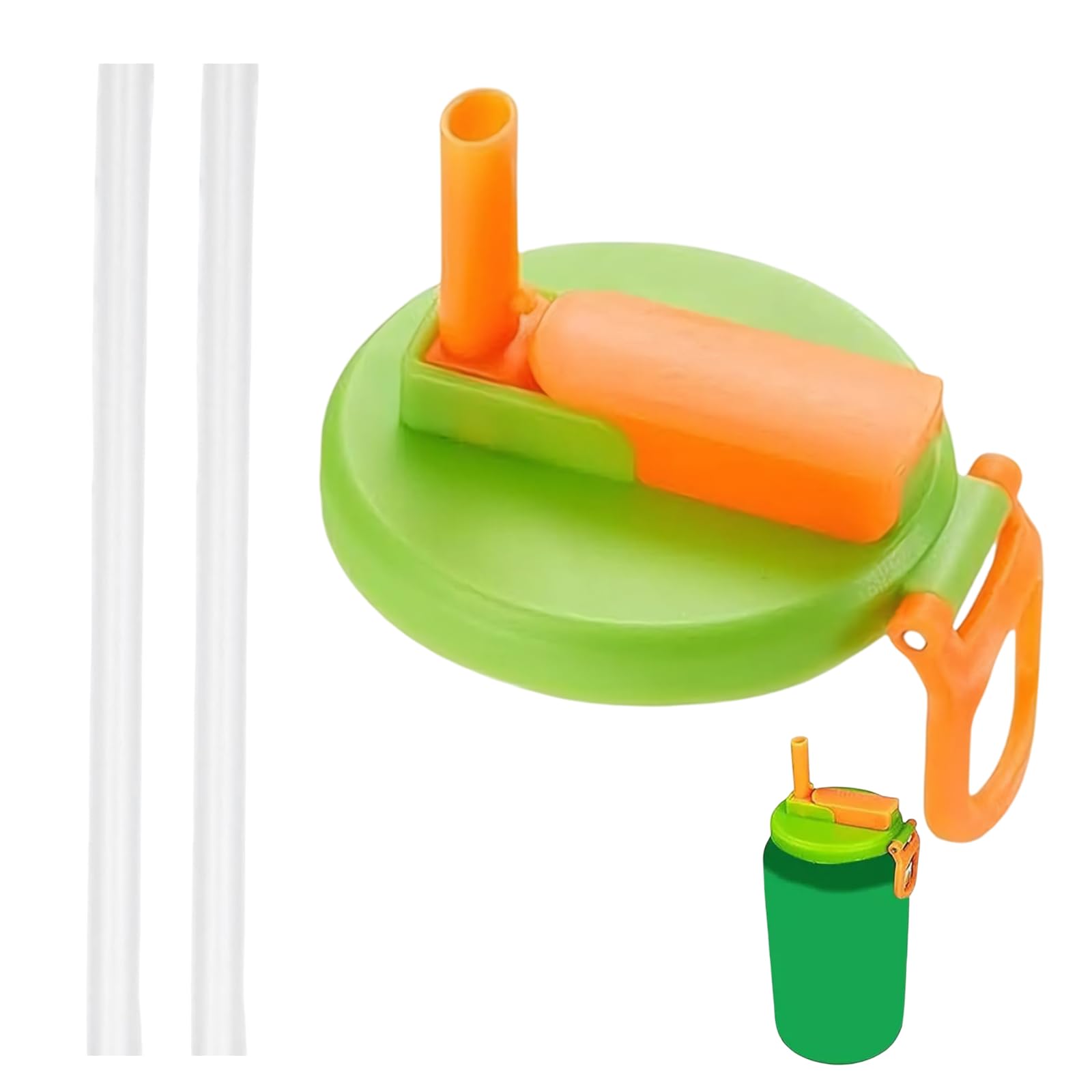 1pcs Can Lids for Fizzy Drinks Green Orange Soda Can Lids with Straw,Straw Soda Can Lid,Spill-Proof Carbonated Beverage Can Lid,Reusable,Suitable for Standard Canned Beverages,Juice,Beer