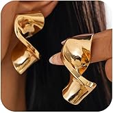 Unique Gold Irregular Geometric Earrings for Women, Dainty Spiral Drop Dangle Hammered Texture Dangling Earring Non Tarnish Vintage Party Jewelry Gift