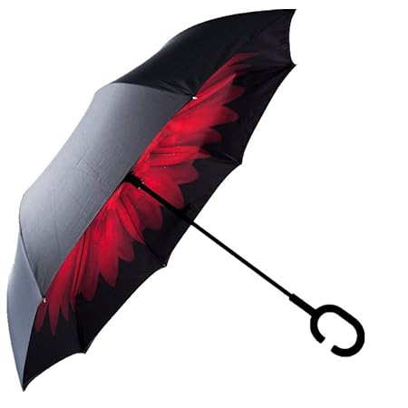 SoonerQuicker C-Typ Schirmgriff kann Regen Stehen oder Doppelschirm Pink leuchten