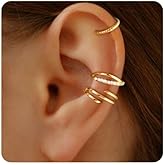 HABIKIP 14K Gold Plated Ear Cuffs for Women Non Piercing, Dainty Ear Clip Earrings Set Trendy Thin Cubic Zirconia Irregular Claw Cartilage Fake Earring Jewelry Gifts