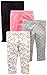 Simple Joys by Carter's Baby Girls' 4-Pack Pant, Black/Grey Hearts/Pink/White Floral, 3-6 Months