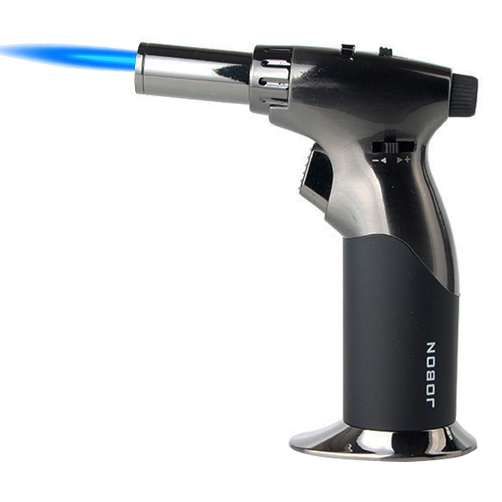 Kitchen Lighter Straight Jet Torch Lighters Windproof Refillable Inflatable Butane Gas Lighters for Hiking Camping Outdoor BBQ (Butane not Included) (Black)