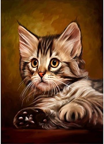 Yeefant Cute Cat Embroidery Paintings No Fading 5D Canvas Rhinestone Pasted DIY Diamond Cross Stitch Home Wall Decor for Bedroom Living Room,12x16 Inch