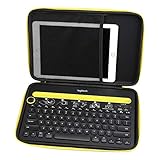 Aproca Hard Case Compatible with Logitech K480 Bluetooth Multi-Device Keyboard (Black with Yellow Zipper)