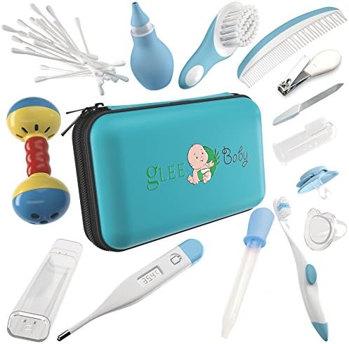 Baby Grooming Kit | Baby Care New Born Healthcare Kits | Nursery Essentials Set for Babies Best Baby Shower and Registry Gifts | Includes Nail Clipper Infant Hair Brush Comb Thermometer| Boys (Blue)