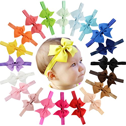 20pcs Baby Girls Headbands 4" Grosgrain Ribbon Hair Bows Headband Hair Band for Baby Girls Infants Toddlers Kids Teens - Thumbnail 3