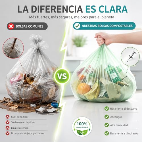 JZCQZCXB Bolsas de Basura 300Pcs, Bolsas para Basura Medianas Biodegradables 50 * 60CM, Gruesas, Inodoras, Grandes, Compostables, ideal para Cocina, Baño, Oficina, Hogar (Verde)