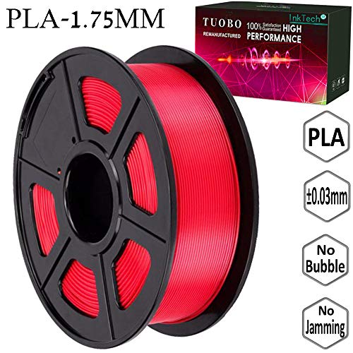Tuobo PLA Filament 1.75mm with 3D Build Surface 200mm × 200mm 3D Printer Consumables, 1kg Spool (2.2lbs), Dimensional Accuracy +/- 0.03 mm, Fit Most DIY Printer and 3D Pen (Red)