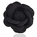 Vintage Style Elegant Camellia Fabric Flower Brooch Pin Scarf Bridal Dress Wedding Accessories Jewelry Gift (Black wool)