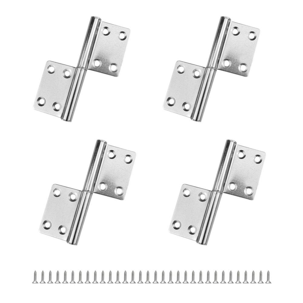 LNEE 4 Pcs Modern Silver Stainless Steel Ball Bearing Door Hinges, 4 Inch, 8 Holes