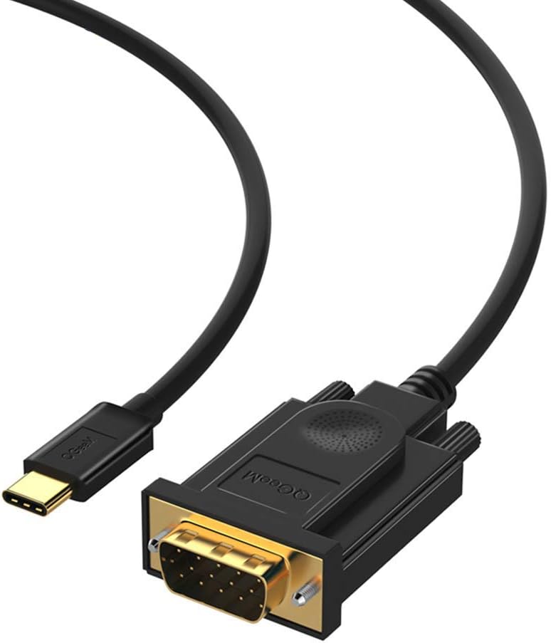 USB C to VGA Cable Adapter 6 Feet/1.8m - QGEEM USB-C to VGA Cable Thunderbolt 3 Port Compatible for MacBook Pro, Dell XPS 13/15, Surface Book 2, HP Spectre x360, Lenovo Yoga 910 & More