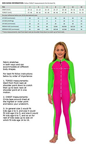 Girls Full Body Swimsuit Stinger Suit Sun Guard UV Protection UPF50+ Rose Lime