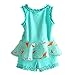 LittleSpring 5T Summer Outfits for Little Girls Ruffle Tank Tops and Shorts Set Cute Casual Fashion 2 Piece Outfit Mint Green