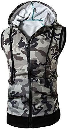Dreamskull Men's Camouflage Hoodie Vest Sleeveless Casual Tank Tops