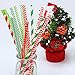 Cooraby 200 Pieces Christmas Paper Straws Biodegradable Drinking Stripe Bicolor Stripe Dot Chevron Straw Mix for Wedding Supplies and Party Favors, 8 Style (Red and Green)