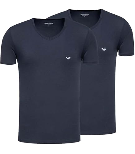 Armani Exchange Men's Basic Pima V Neck Tee, Beacon Blue, X-Small