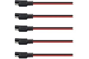 Ector Cable 12V DC Power Extension for Battery Charger and Solar Panel - 14AWG Copper Wire Cord with PVC Insulation, 5PCS (15