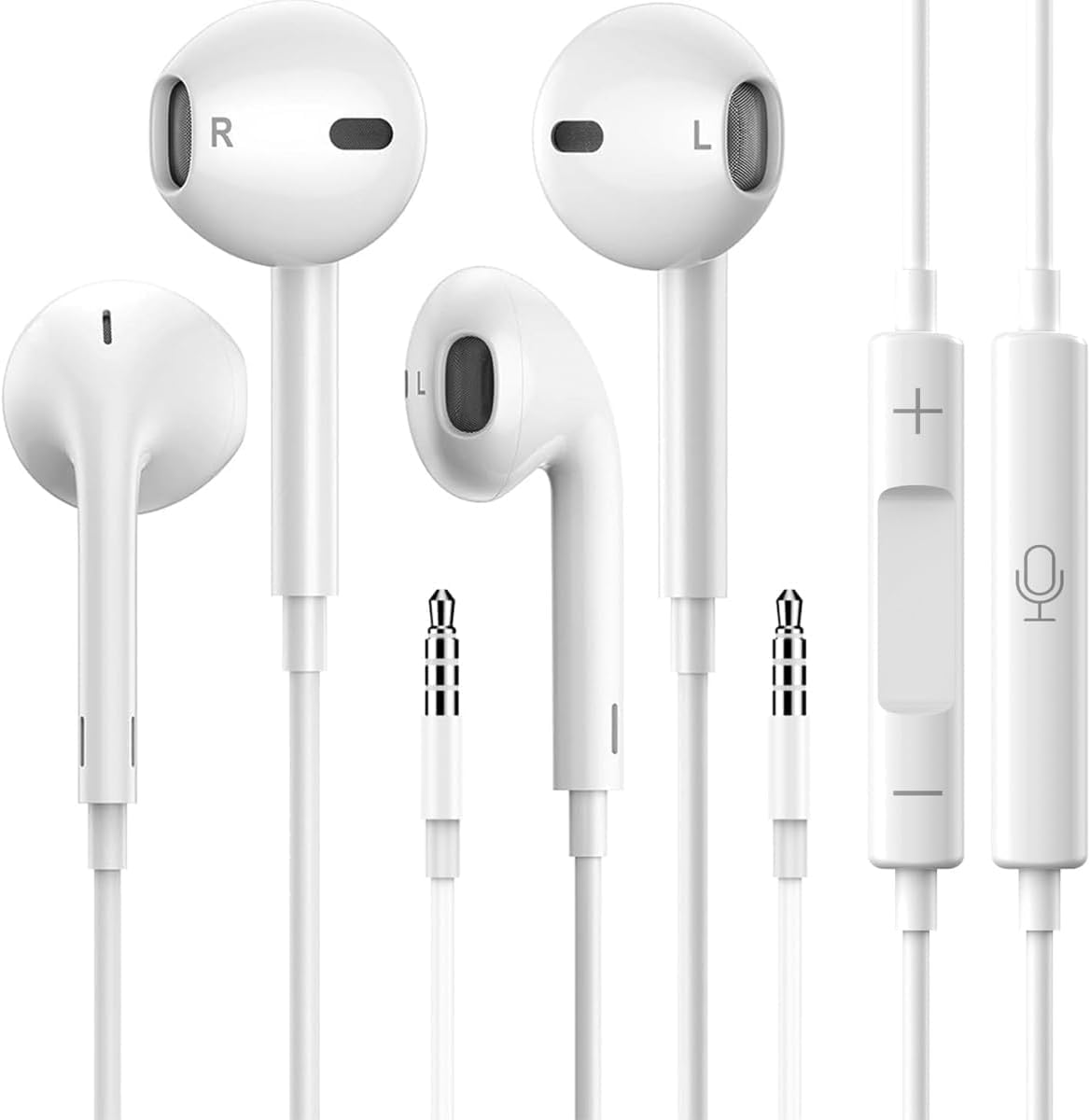 2 Pack Apple Earbuds/iPhone Headphones/Earphones with 3.5mm Plug [Apple MFi Certified] (Built-in Microphone & Volume Control) Compatible with iPhone/Pad/Android/Computer/MP3/4/Other 3.5mm Jack Devices
