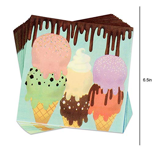 82 Piece Ice Cream Party Supplies Set Including Banner, Plates, Cups, Napkins, and Tablecloth, Serves 20 - Thumbnail 4