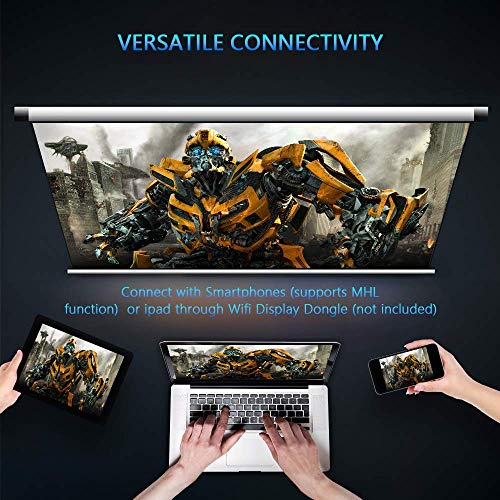 1080P Projector, 7200lux Outdoor Projector with 400"Display,Support 4K