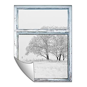 Wall Paper Small Wall Mural Snowscape Out of The Window Wall Art Removable Wall Decoration for Bedroom Living Room - 24x32 inches