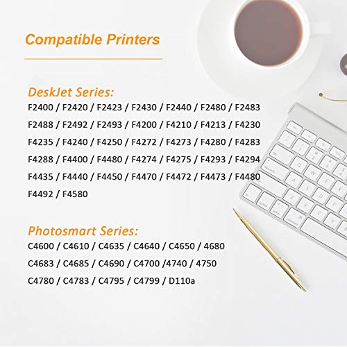 INKNI Remanufactured Ink Cartridge Replacement for HP 60XL 60 XL CC641W CC643W for PhotoSmart C4780 C4795 C4680 Envy 100 110 114 120 Deskjet F4480 F4280 F4580 D2680 D1660 (Black, Tri-Color, 2-Pack)