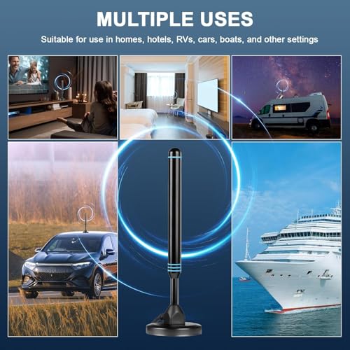 TV Antenna Indoor for Local Channels,Digital Antenna for Smart TV Indoor | Long-Range Reception Digital antenna for smart tv easy installation support 4K 1080p strong magnetic base(Blue Upgrade)