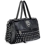 UTO Women Skull Tote Bag Rivet Studded Handbag PU Leather Purse Shoulder Bags 385A