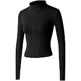 Gacaky Women's Slim Fit Lightweight Athletic Full Zip Stretchy Workout Running Track Jacket with Thumb Holes