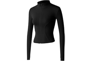 Gacaky Women's Slim Fit Lightweight Athletic Full Zip Stretchy Workout Running Track Jacket with Thumb Holes