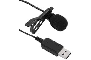 USB Clip-on Microphone, Mini Wired Clip-on Lapel Mic Hands Condenser Microphone for PC Computer for Recording/Speeches/Podcas