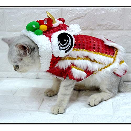 WORDERFUL Dog Chinese New Year Costume Cute Lion Dance Pet Costume with