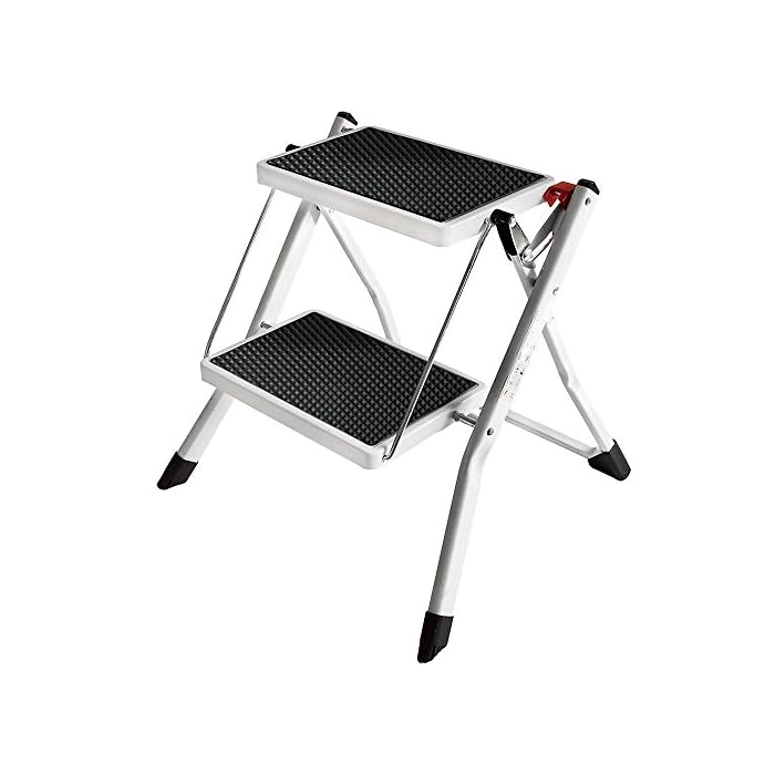 HEFTMAN Heavy Duty Anti-Slip Step Stool - One Step Metal Footstool, White