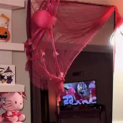 Qtisky Set of 5 Pink Halloween Gauze Decor, Indoor