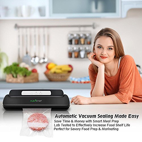 NutriChef Automatic Handheld Vacuum Sealer Machine - Simple & Compact Fresh Saver Meal - Vacuum Sealing System with Starter Pack for Food Preservation