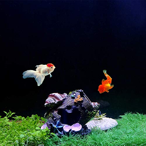 Molliy Fish Aquarium Decorations Resin Broken Barrel Cave Aquarium Ornament Decor - Thumbnail 5