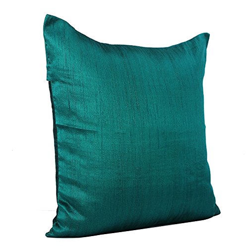 The White Petals Dark Teal Throw Pillow (Set of 2 Covers, Faux Raw Silk