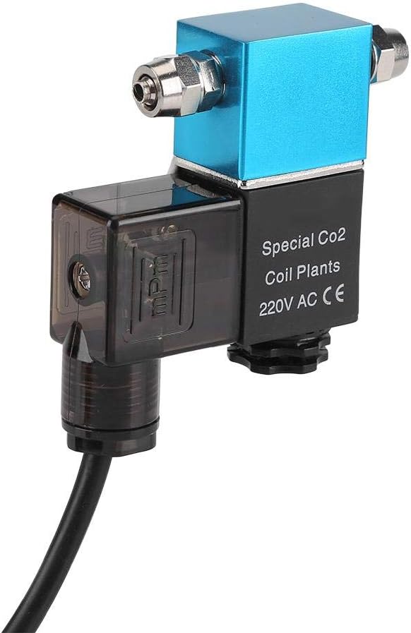 CO2 Magnetic Valve Low Temperature Electric Solenoid Valve for Aquarium Fish Tank Pressure Regulator AC 220V(blue)